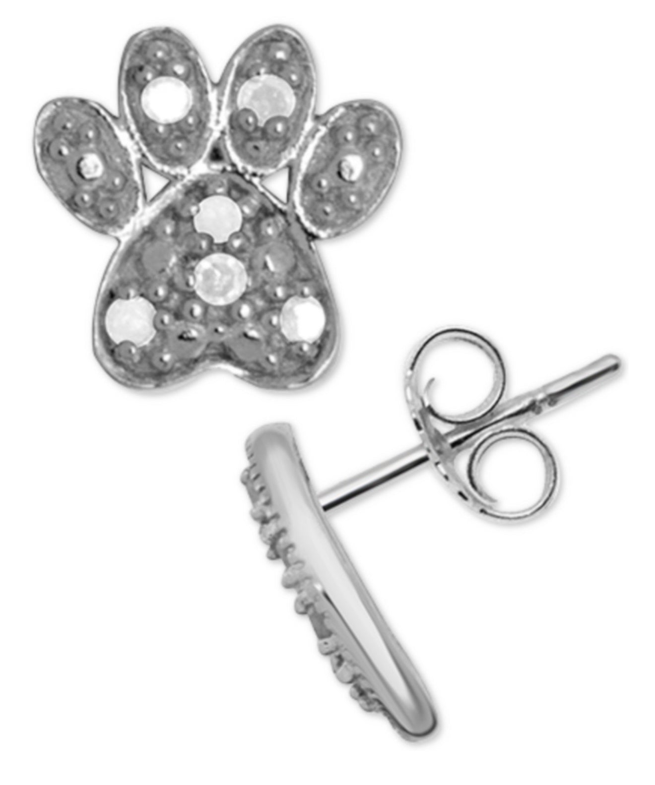 Diamond Dog Paw Stud Earrings