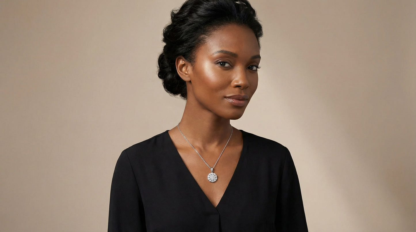 Flower Blooming Diamond Pendant Necklace